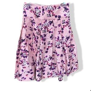 Express Fit Flare Pleated Skirt Size 2 Silk Floral Pink Express Design Studio